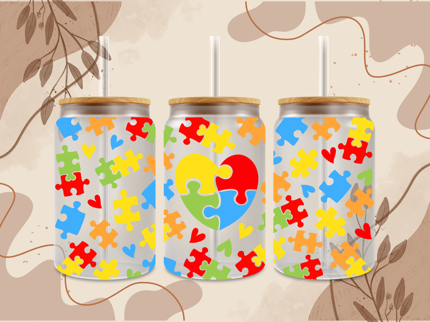Autism Awareness Day Glass Can