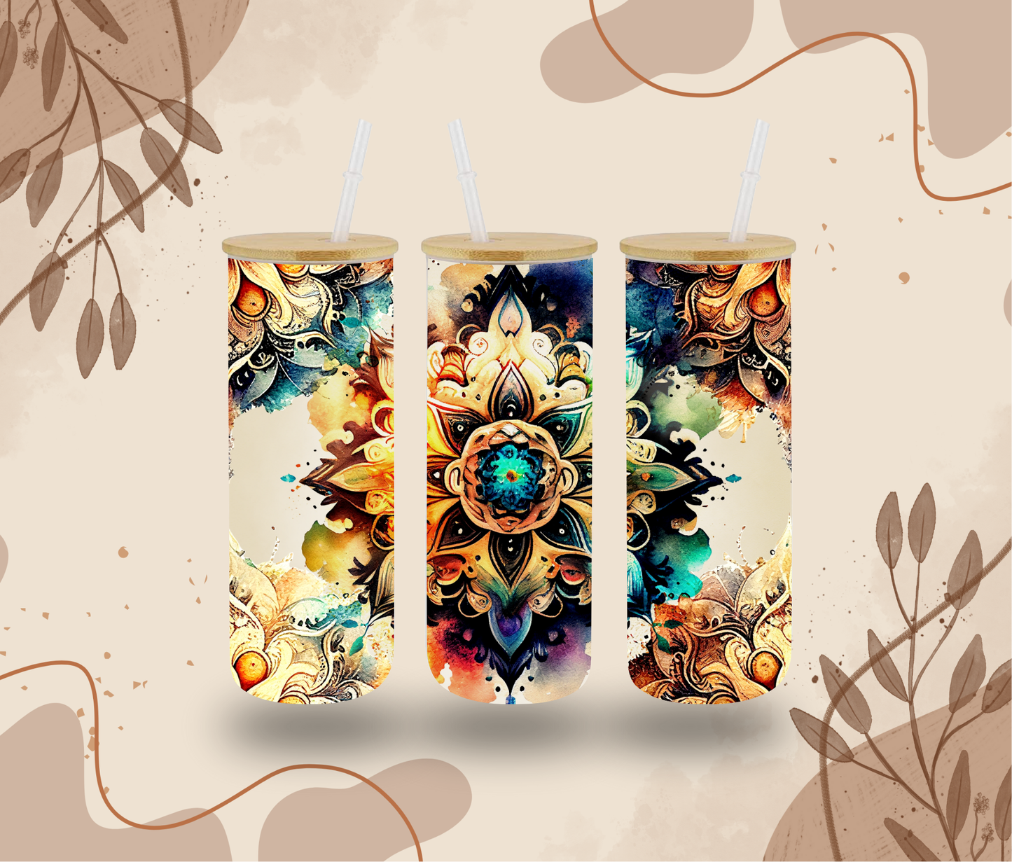 Tall Mandala Glass Can