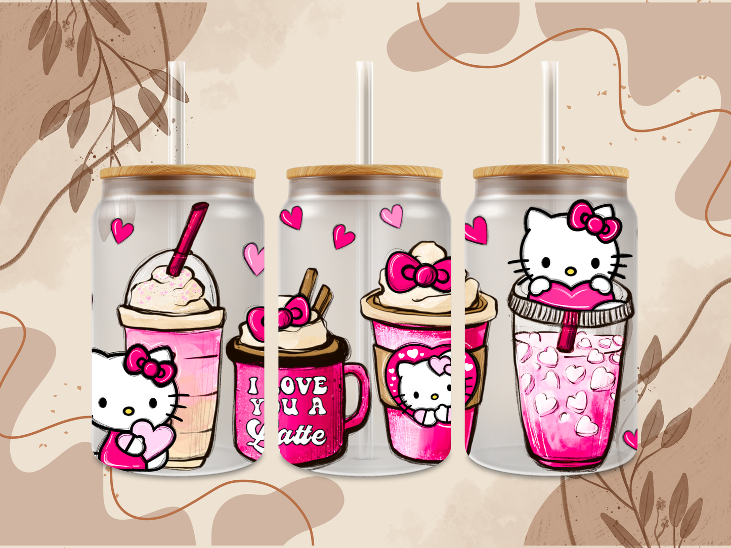 Valentine Kitty Latte Glass Can