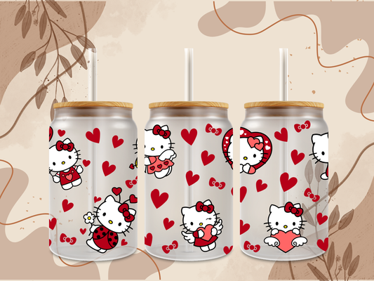 Valentine Kitty Glass Can