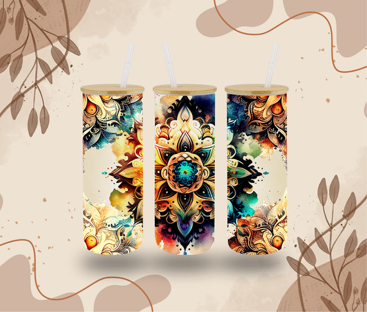 Tall Mandala Glass Can