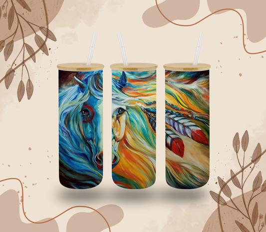 Tall Horse Glass Can