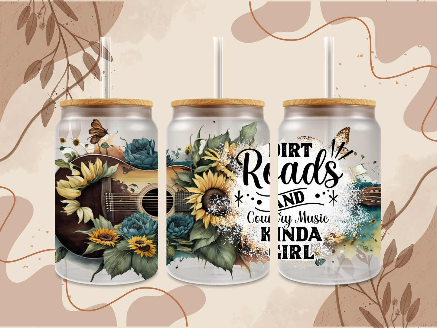 Country Music Girl Glass Can