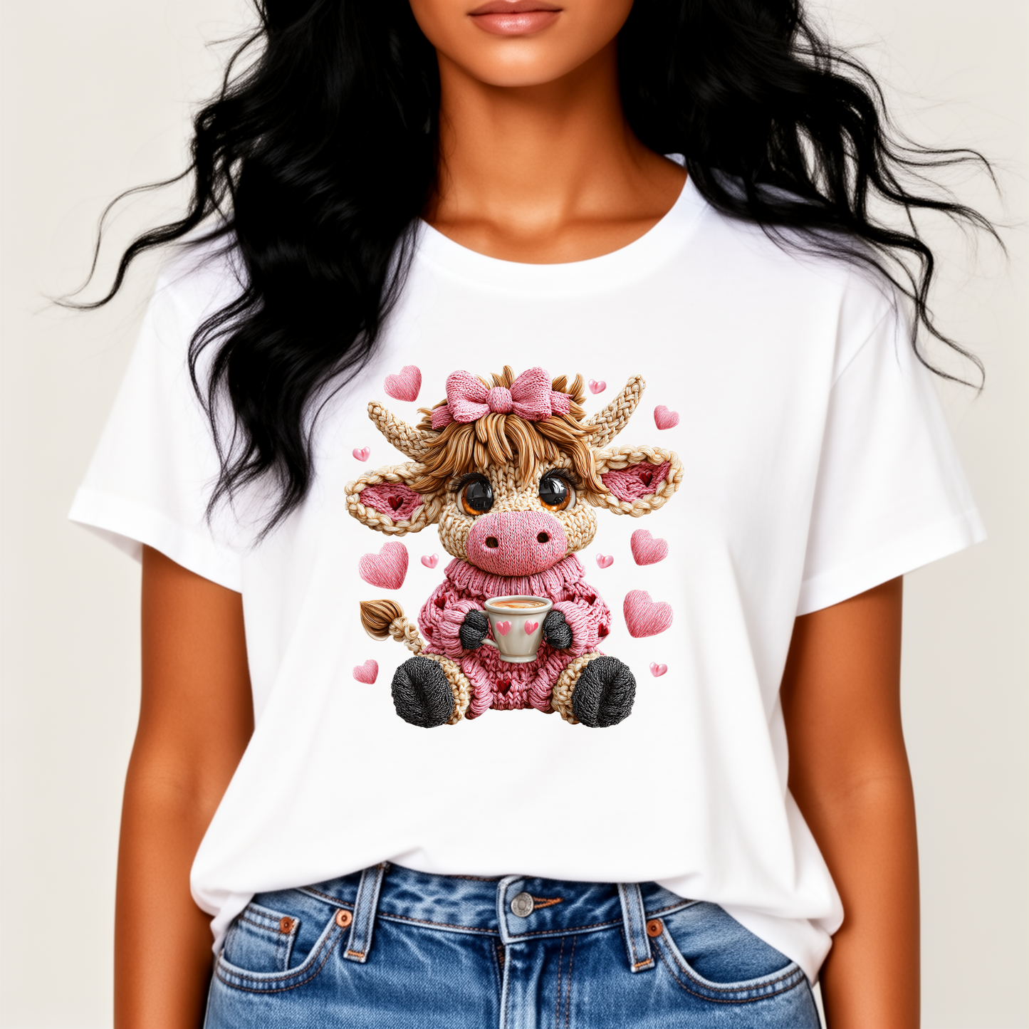 Valentine Highland Cow Top